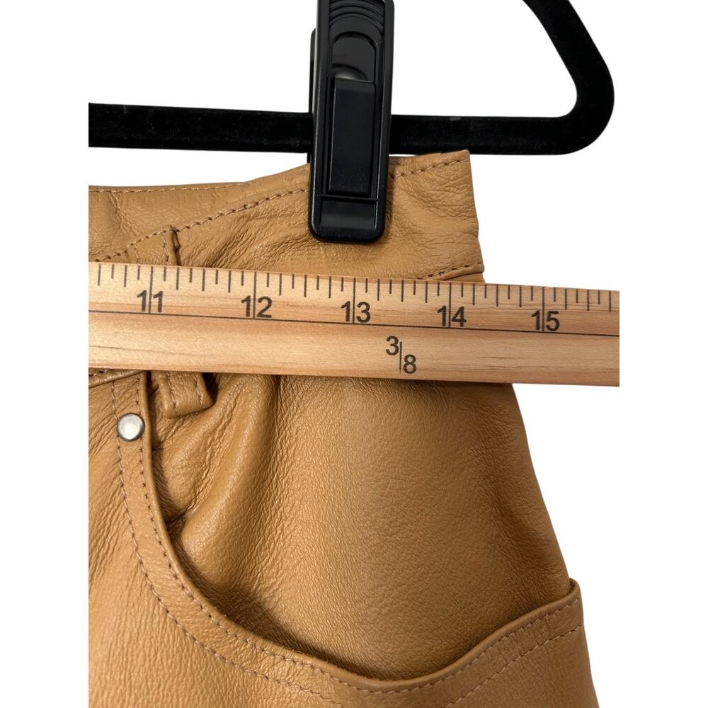 Styleworks Pants Womens 10 Tan Leather Lined Vintage 80s 90s Straight Pockets - Picture 6 of 9
